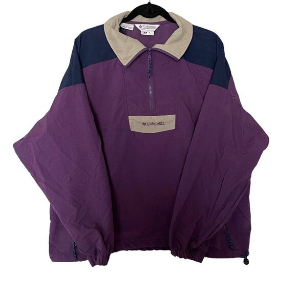 VTG Women's Columbia Sportswear Nylon Windbreaker Pull Over Quarter Zip SZ XL - Picture 1 of 8